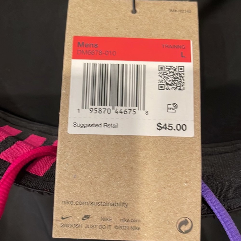 Nike Mens standard dry fit black short. Shiny fabric thin. - Picture 2 of 3